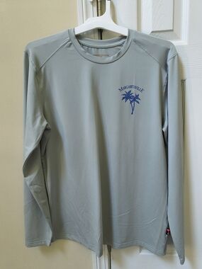 Margaritaville Light Gray Long-Sleeve Performance Tee with Blue Palm